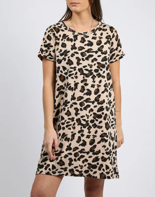 The "LEOPARD" Tee Dress | Tan sold by Brunette The Label