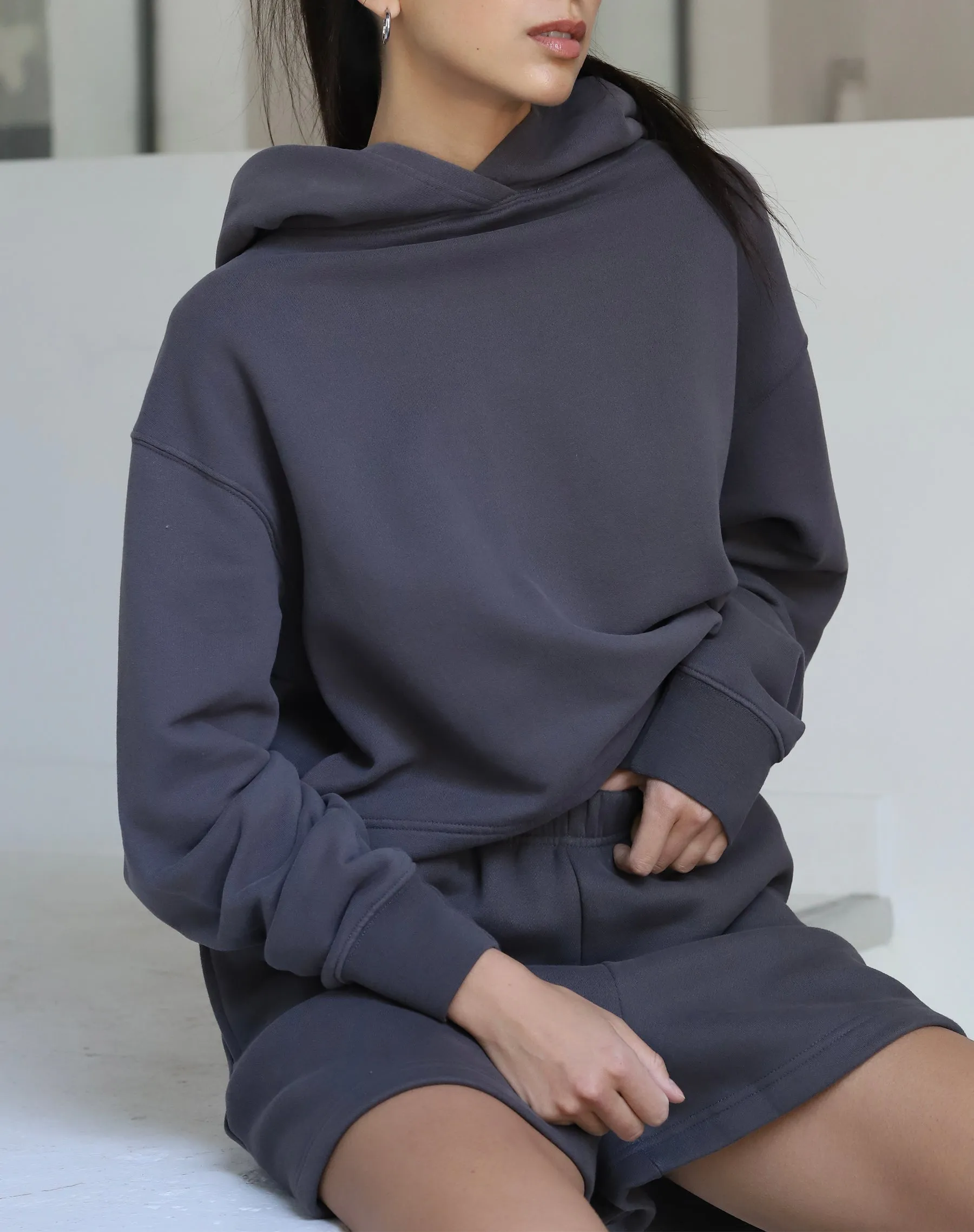 The Cropped Classic Hoodie | Washed Grey sold by Brunette The Label product image thumbnail 5