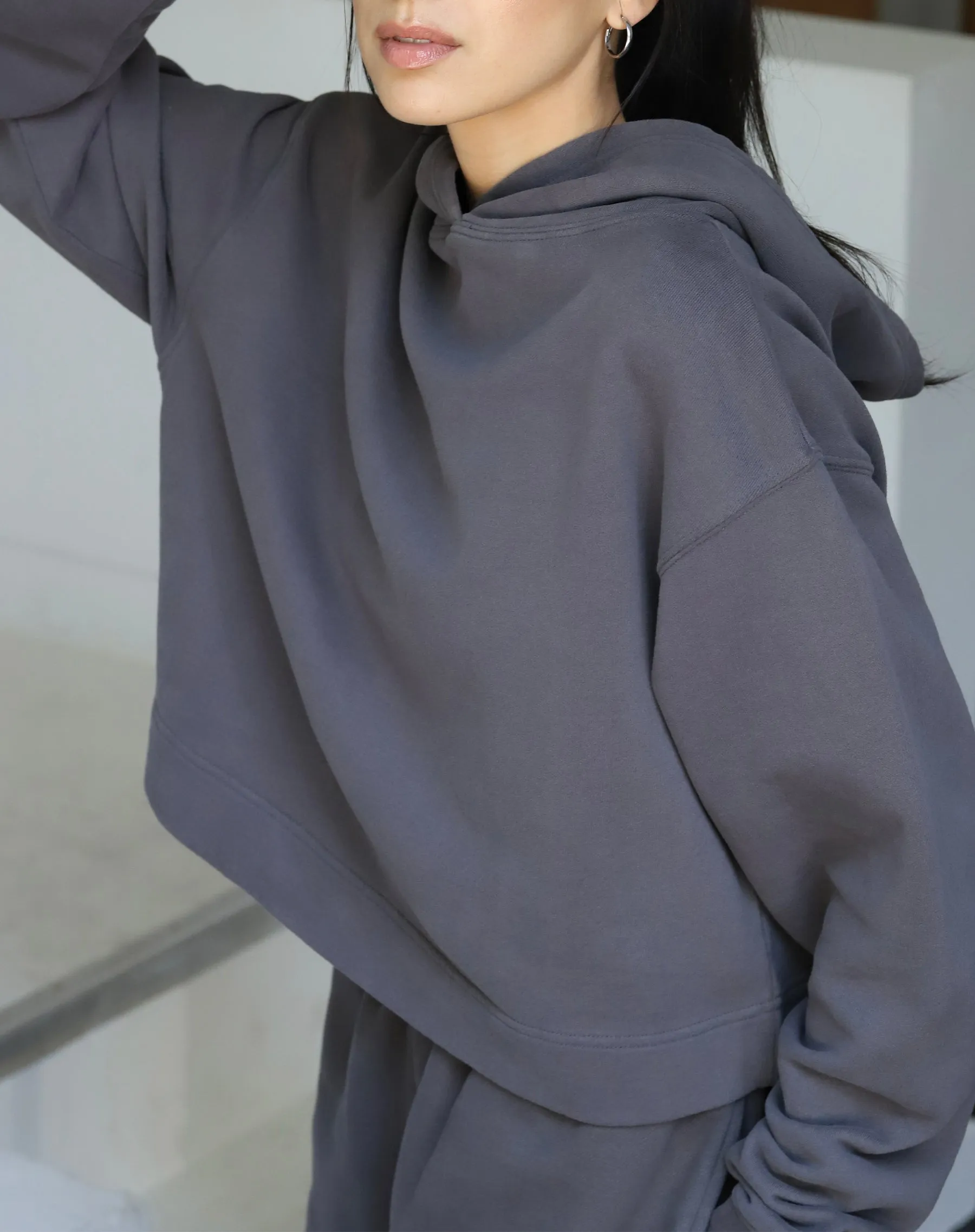 The Cropped Classic Hoodie | Washed Grey sold by Brunette The Label product image thumbnail 4