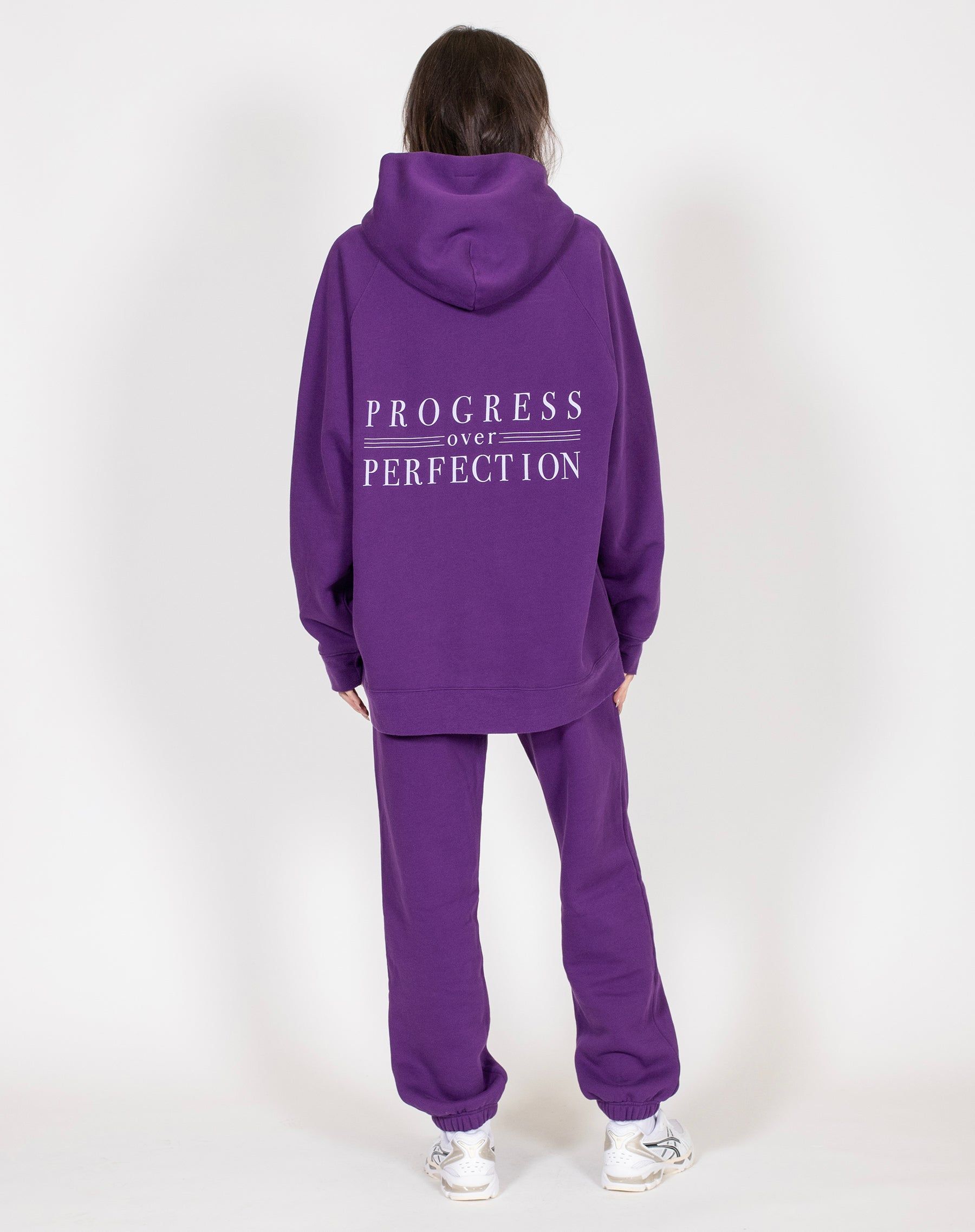 The "PROGRESS OVER PERFECTION" Big Sister Hoodie | Ultraviolet sold by Brunette The Label product image thumbnail 2