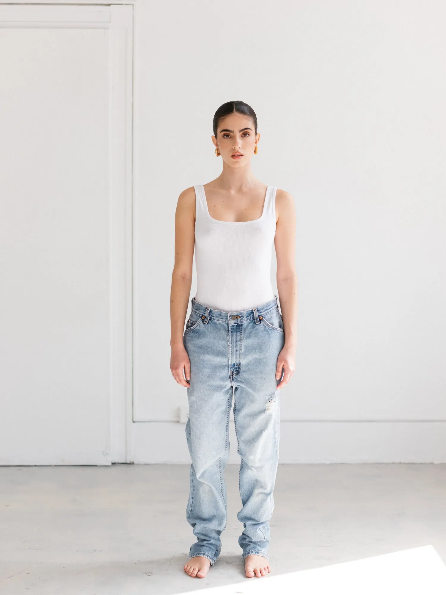 Ribbed Bodysuit | White sold by Brunette The Label product image thumbnail 3