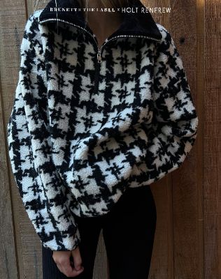 Houndstooth Sherpa Half-Zip Jacket | Holt Renfrew Pop Up sold by Brunette The Label