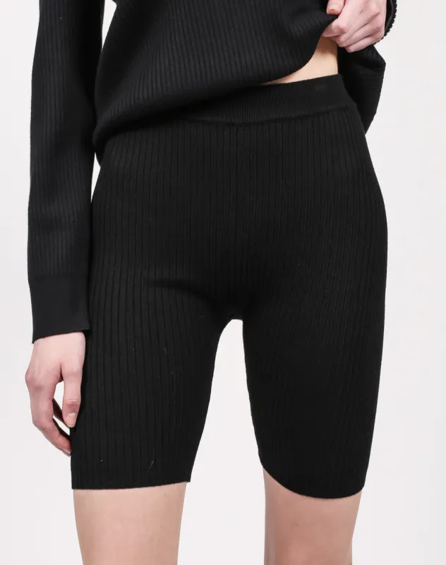 The Ribbed Biker Short | Black sold by Brunette The Label