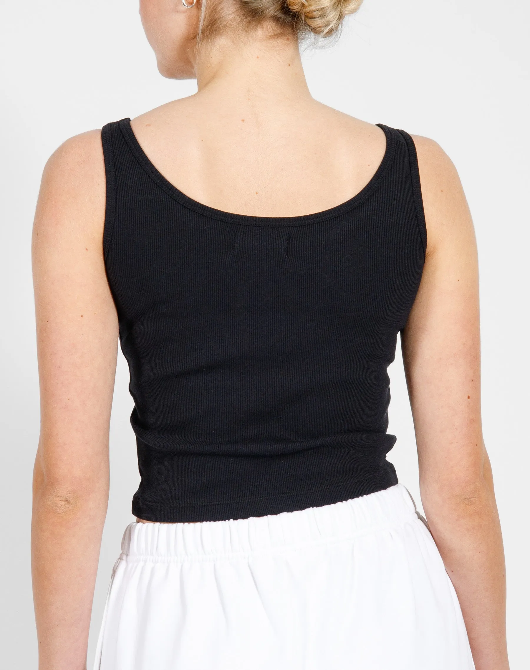 Ribbed Fitted Tank Top | Black sold by Brunette The Label product image thumbnail 3