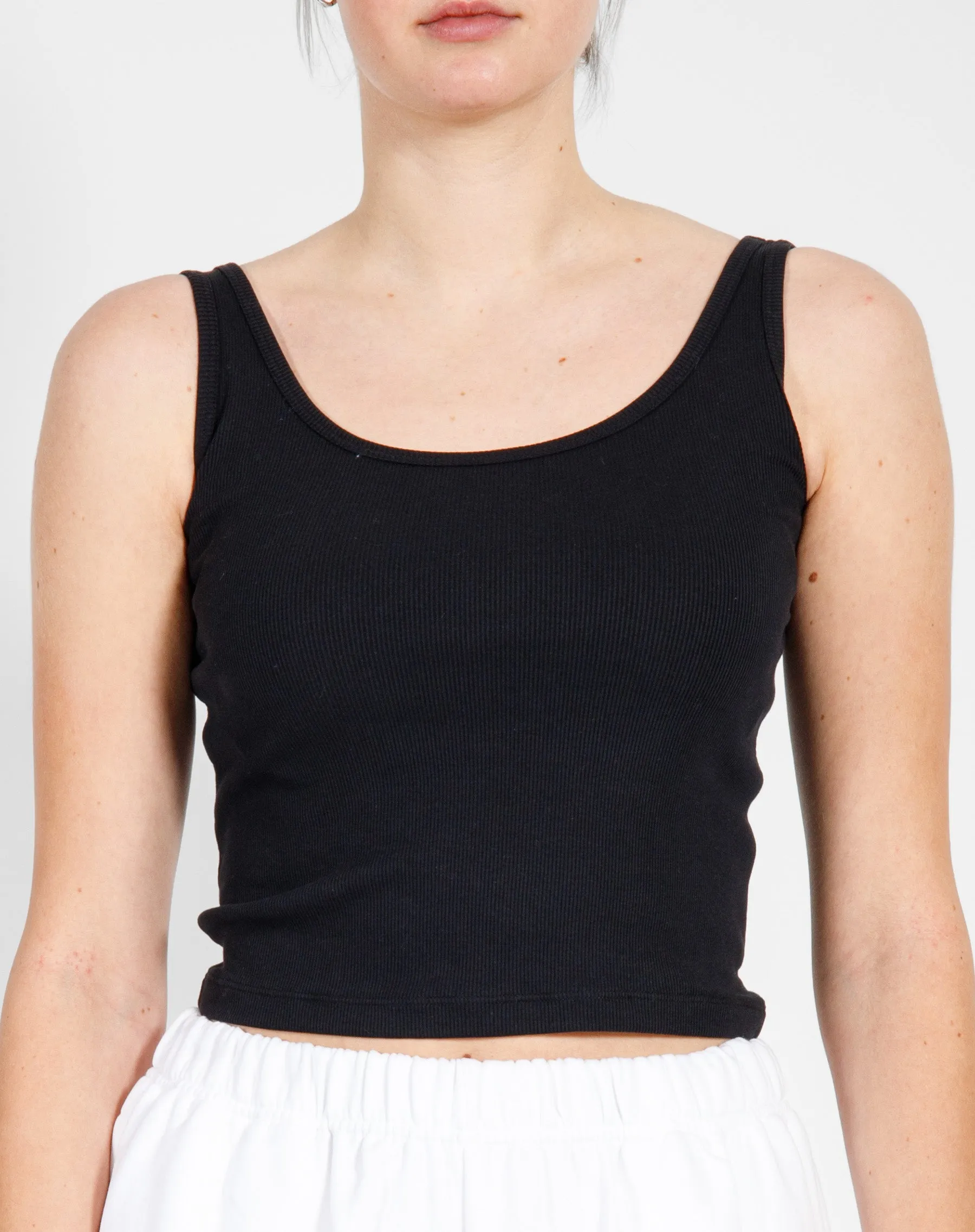 Ribbed Fitted Tank Top | Black sold by Brunette The Label