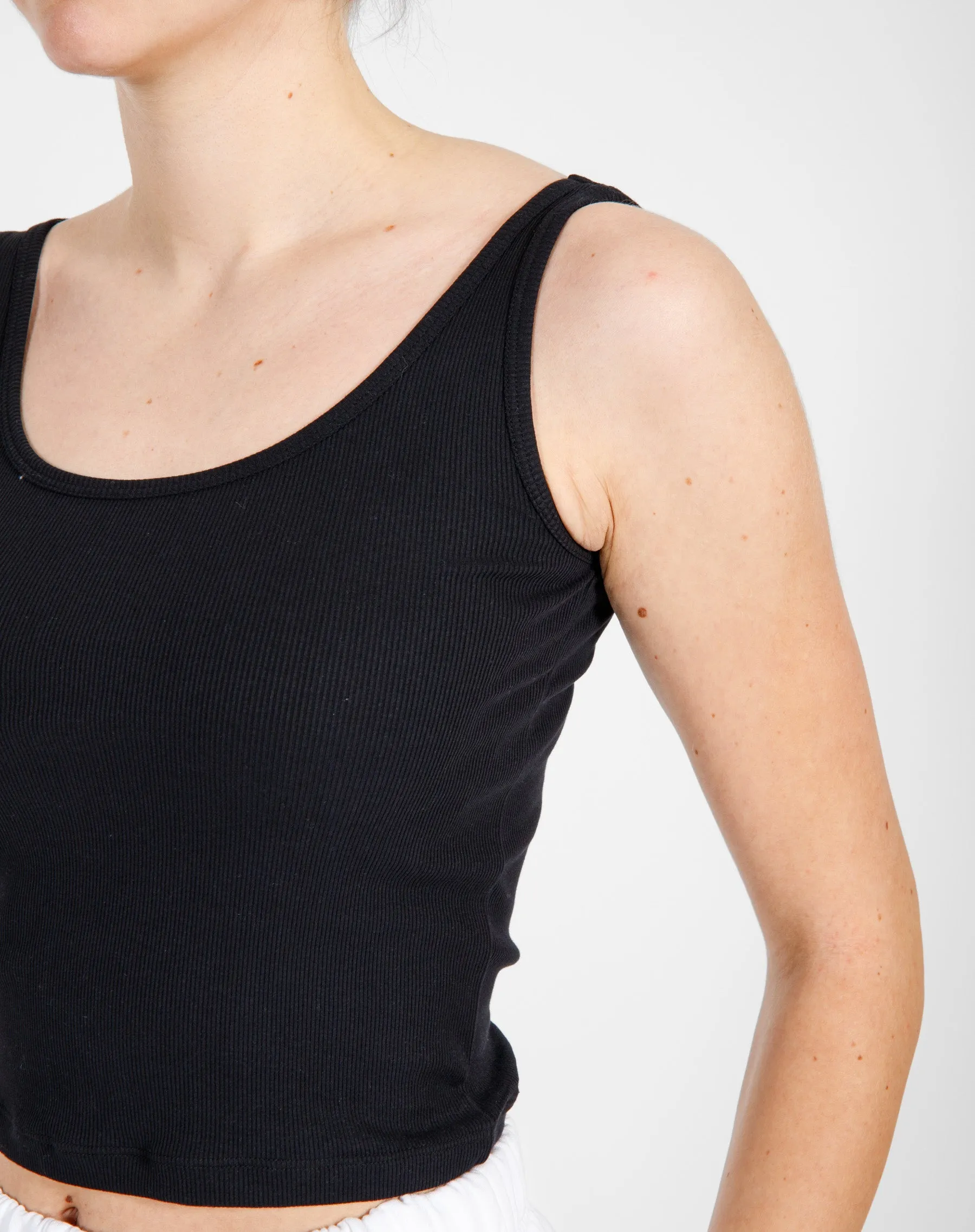 Ribbed Fitted Tank Top | Black sold by Brunette The Label product image thumbnail 4