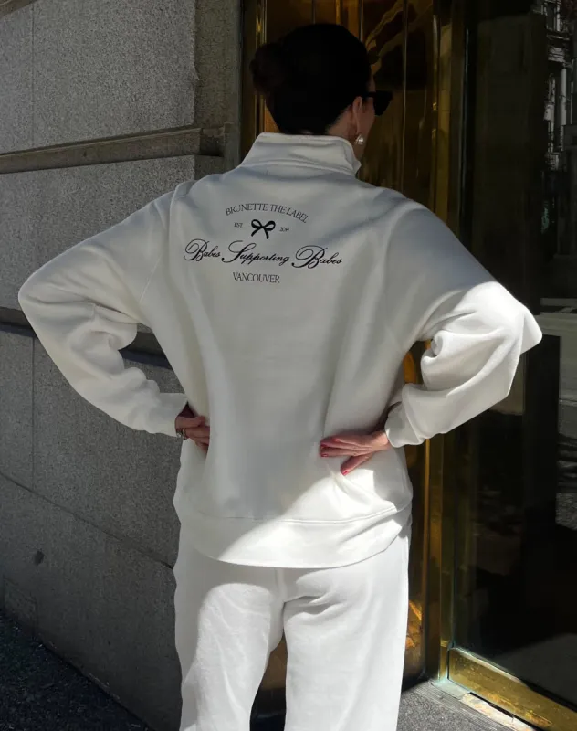 "Babes Supporting Babes" Not Your Boyfriend's Half-Zip Sweatshirt | Coconut Cream sold by Brunette The Label