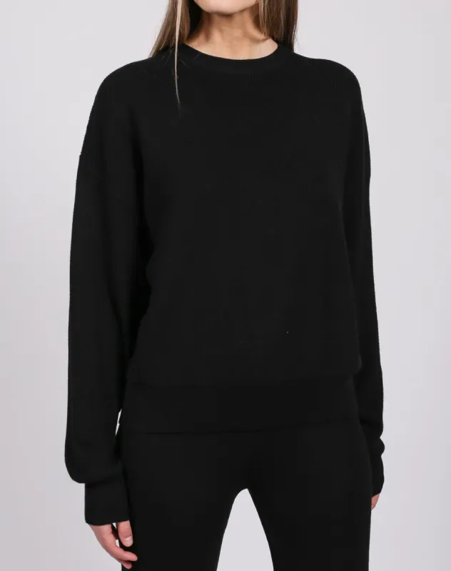 The Ribbed Knit Crew Neck Sweater | Black sold by Brunette The Label