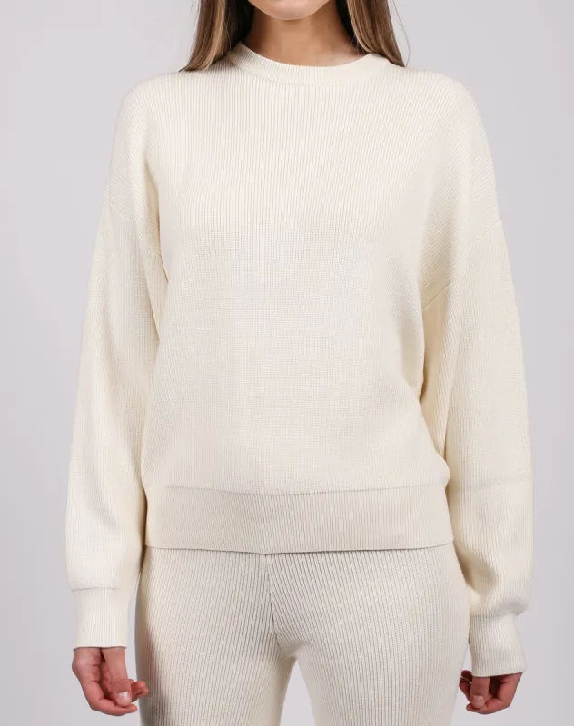 The Ribbed Knit Crew Neck Sweater | Cream sold by Brunette The Label