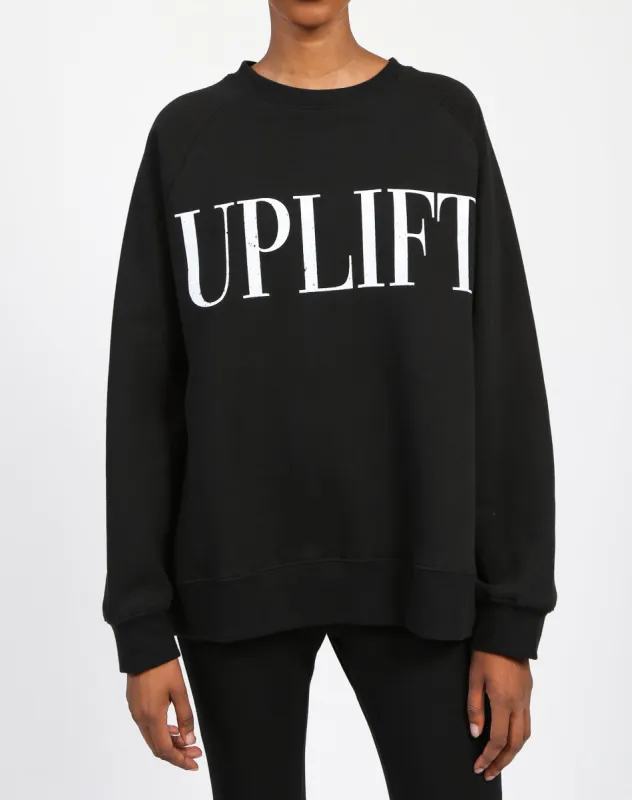 The "Uplift" Big Sister Crew Neck Sweatshirt  | Vintage Wash Black sold by Brunette The Label