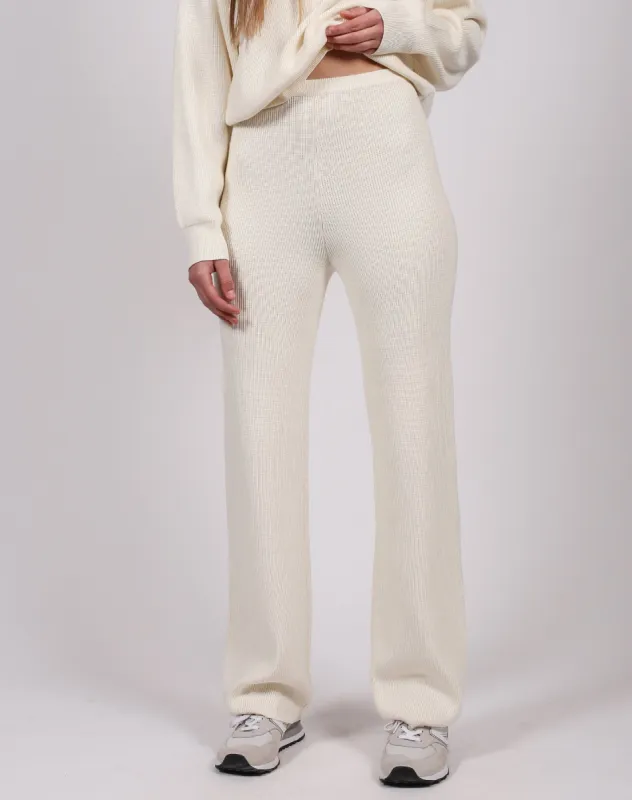 The Ribbed Knit Pant | Cream sold by Brunette The Label