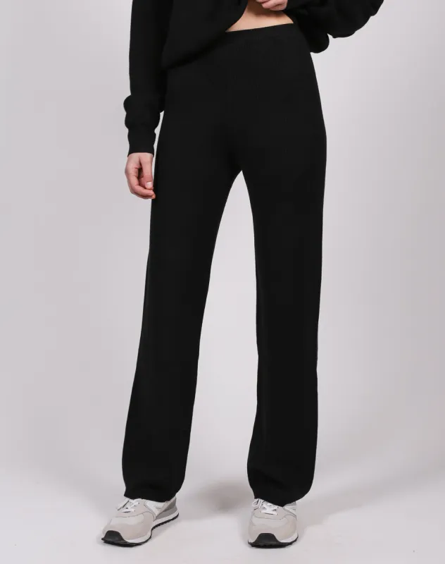 The Ribbed Knit Pant | Black sold by Brunette The Label