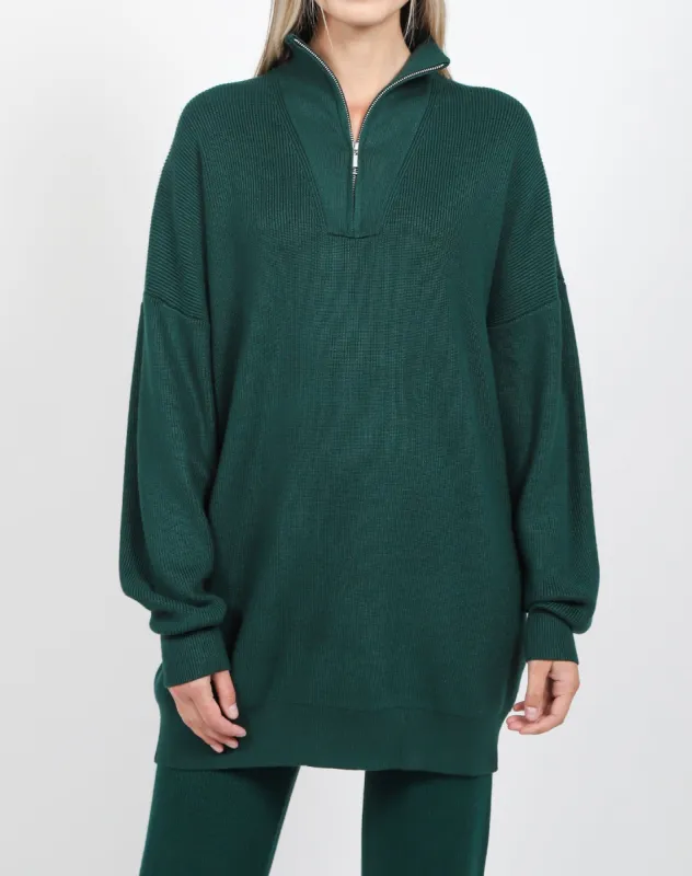 The Not Your Boyfriend's Knit Half-Zip | Emerald sold by Brunette The Label