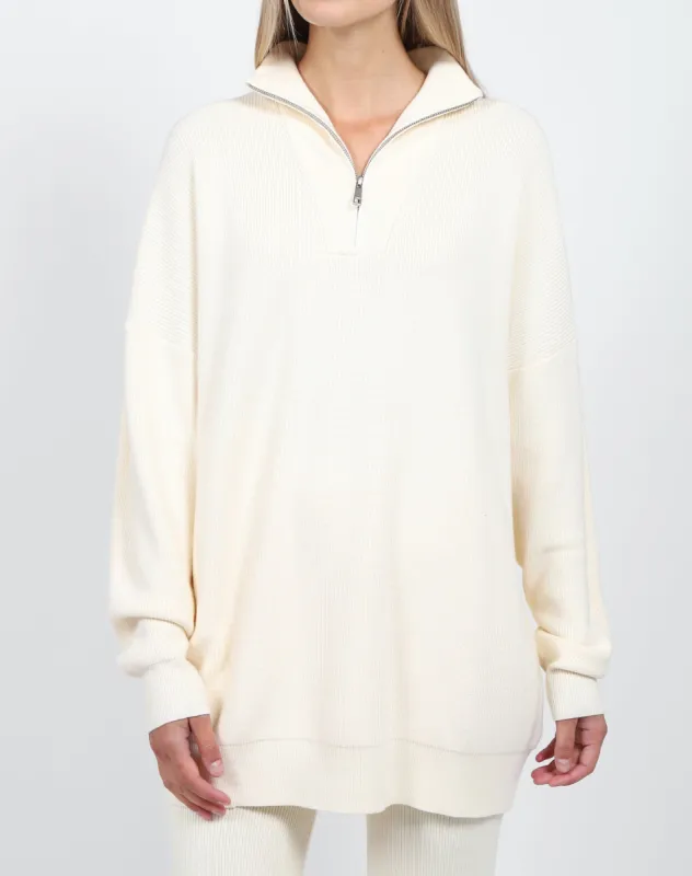 The Not Your Boyfriend's Knit Half-Zip | Cream sold by Brunette The Label