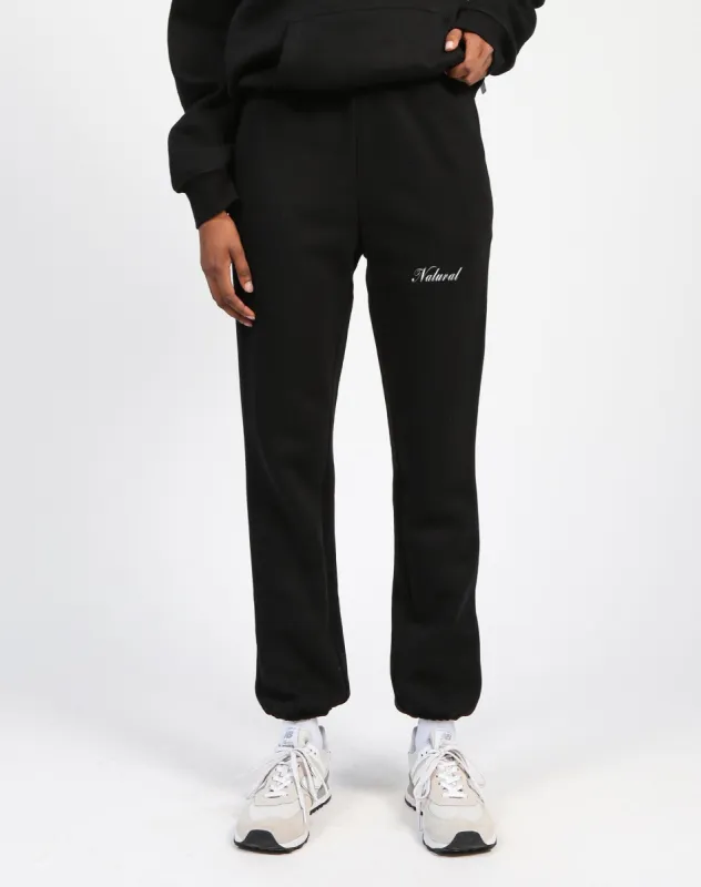The "NATURAL" Embroidered Best Friend Jogger | Black sold by Brunette The Label