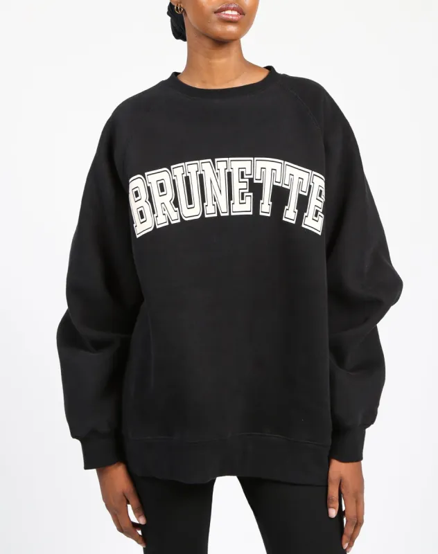 The "BRUNETTE" Not Your Boyfriend's Crew Neck Sweatshirt | Black sold by Brunette The Label