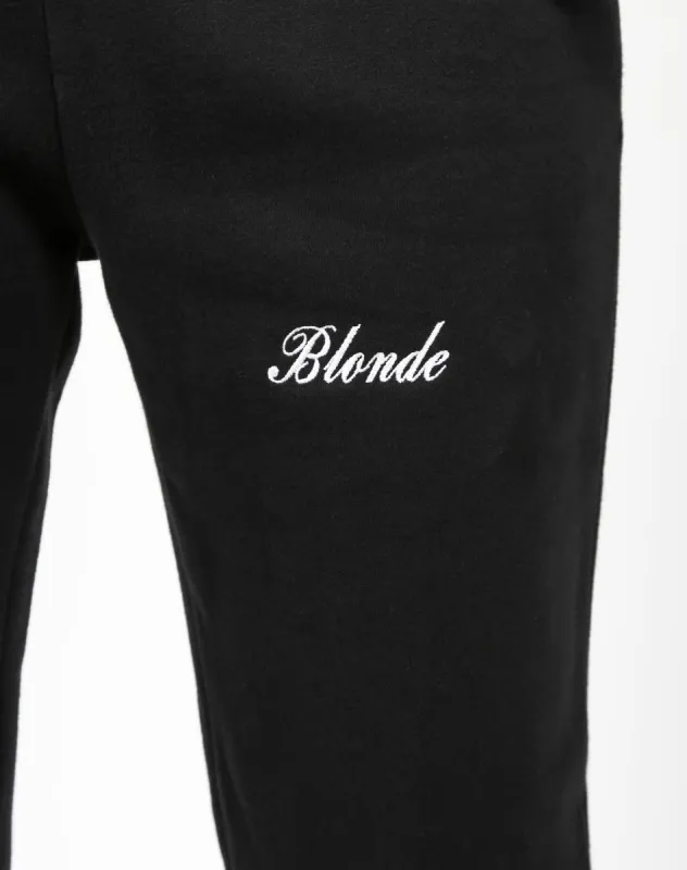 The "BLONDE" Embroidered Best Friend Jogger | Black sold by Brunette The Label