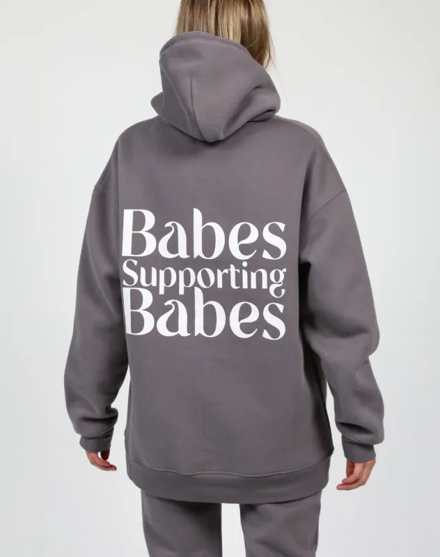 The "BABES SUPPORTING BABES" Big Sister Hoodie | Ash sold by Brunette The Label