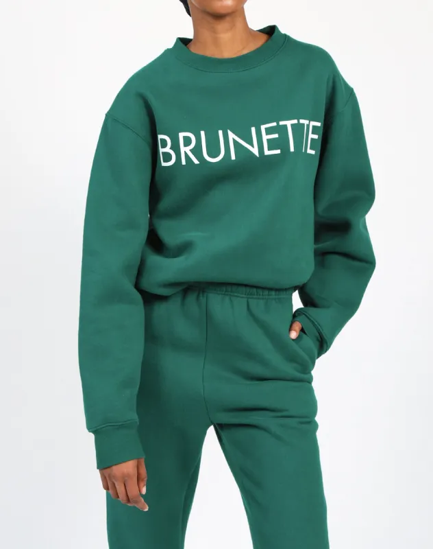 The "BRUNETTE" Classic Crew Neck Sweatshirt | Emerald sold by Brunette The Label