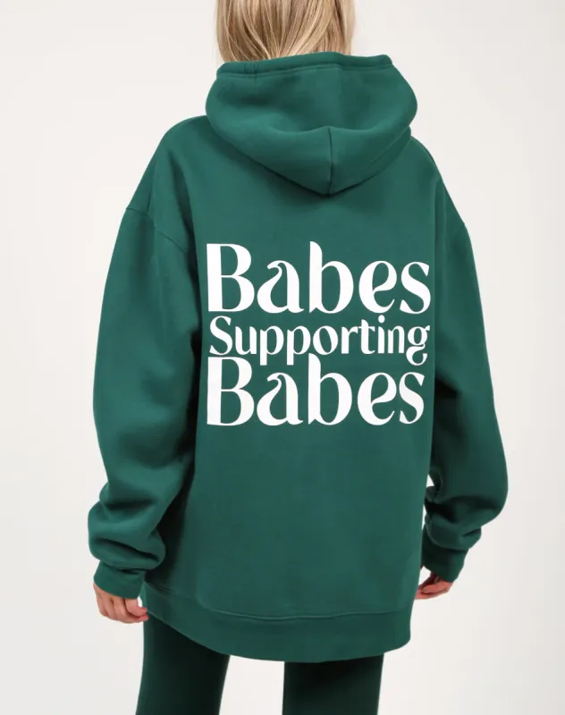 The "BABES SUPPORTING BABES" Big Sister Hoodie | Emerald sold by Brunette The Label