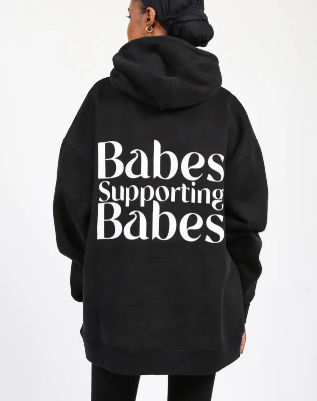 The "BABES SUPPORTING BABES" Big Sister Hoodie | Black sold by Brunette The Label
