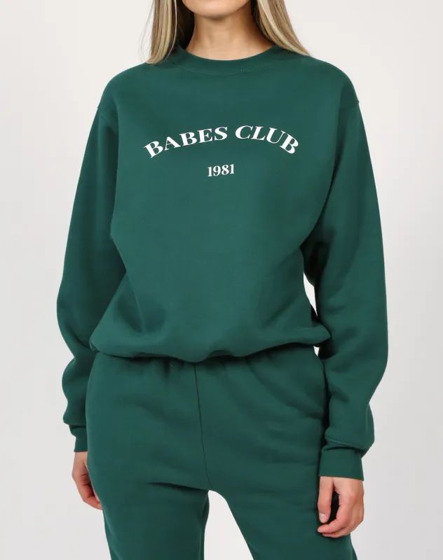 The "BABES CLUB" Best Friend Crew Neck Sweatshirt | Emerald sold by Brunette The Label