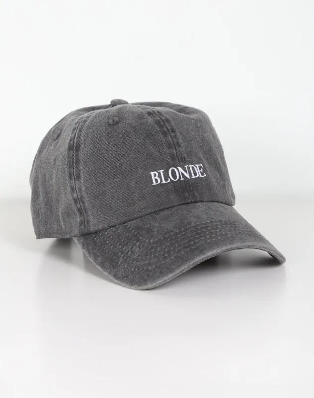 The "BLONDE" Baseball Cap | Washed Black sold by Brunette The Label