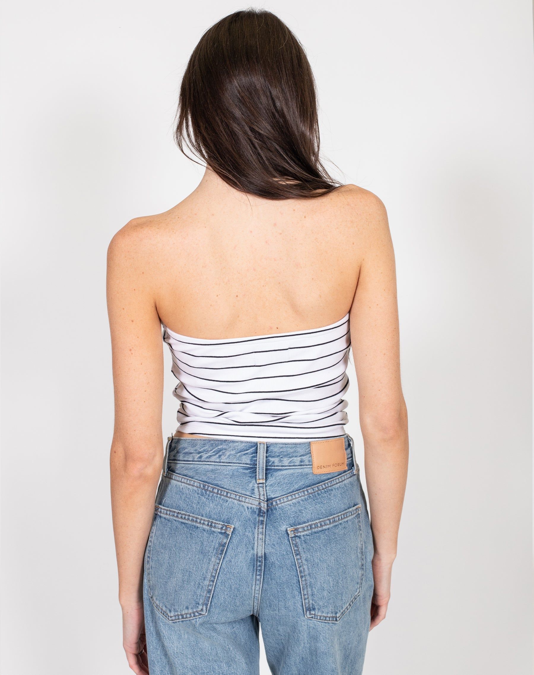 Ribbed Tube Top in Stripe | Holt Renfrew Pop Up sold by Brunette The Label product image thumbnail 3