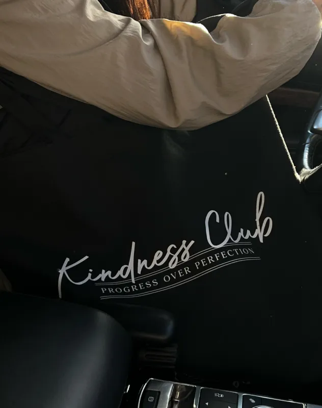 The "KINDNESS CLUB" Tote Bag | Black sold by Brunette The Label