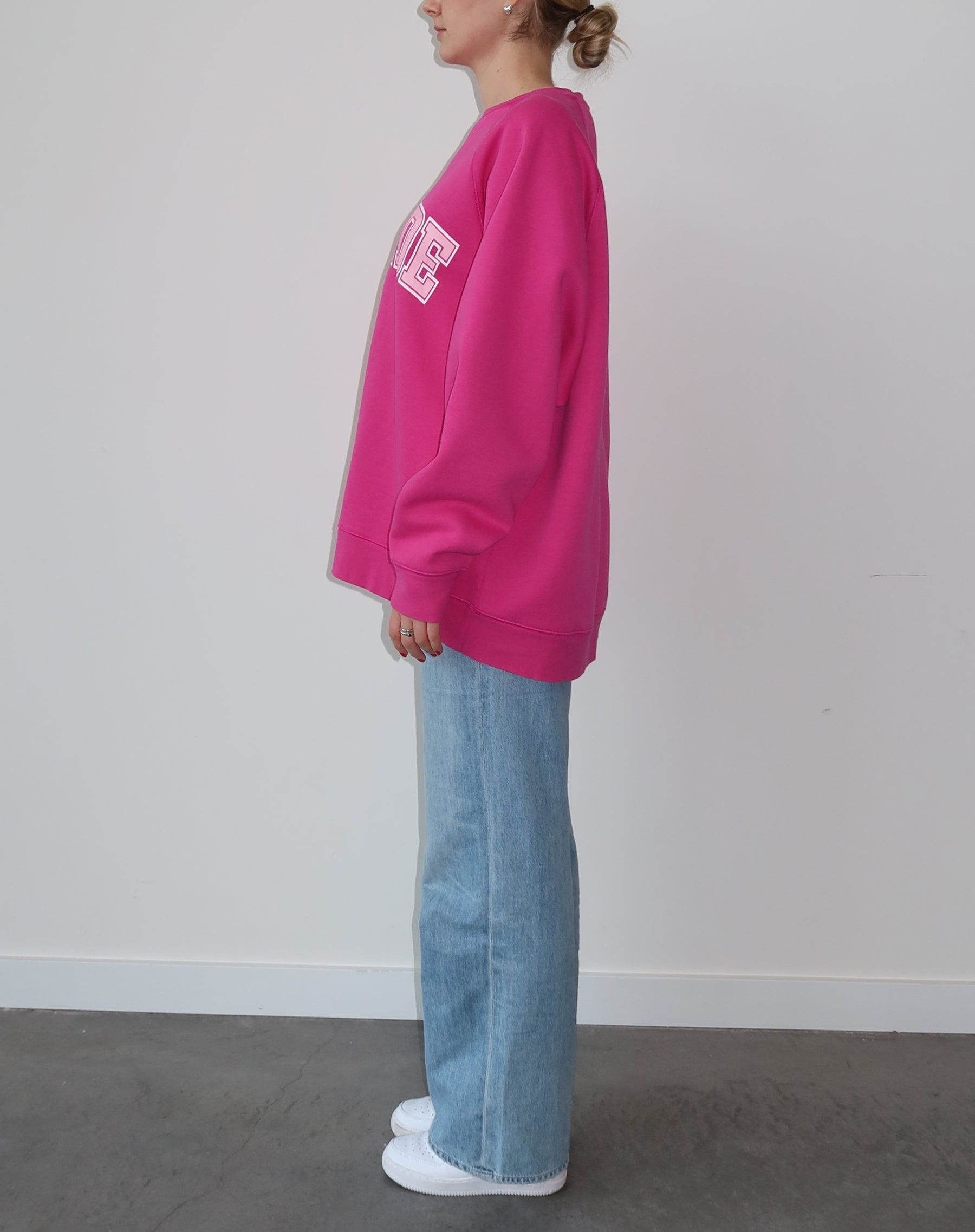 The "BLONDE" Not Your Boyfriend's Varsity Crew Neck Sweatshirt | Fuchsia & Baby Pink sold by Brunette The Label product image thumbnail 4