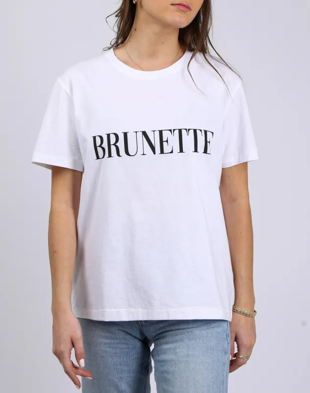 The "BRUNETTE SERIF" Classic Crew Neck Tee | White sold by Brunette The Label
