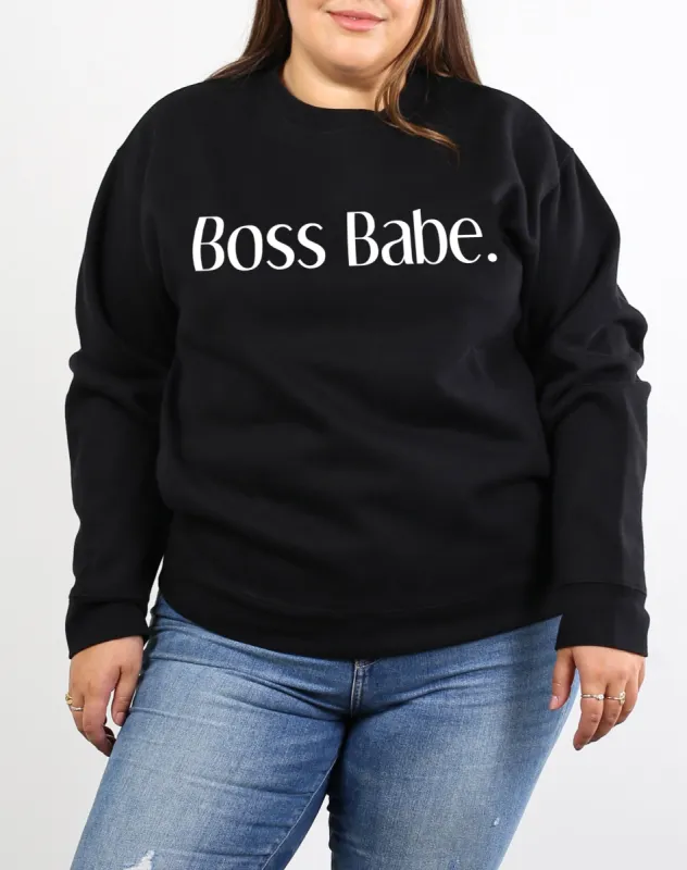 The "BOSS BABE" Classic Crew Neck Sweatshirt | Black sold by Brunette The Label