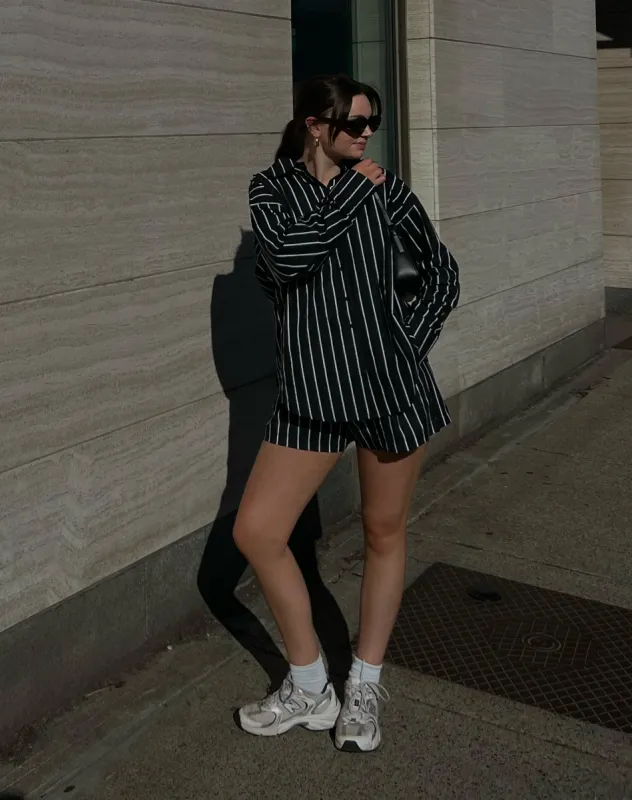 Button Up Shirt | Black & White Stripe sold by Brunette The Label