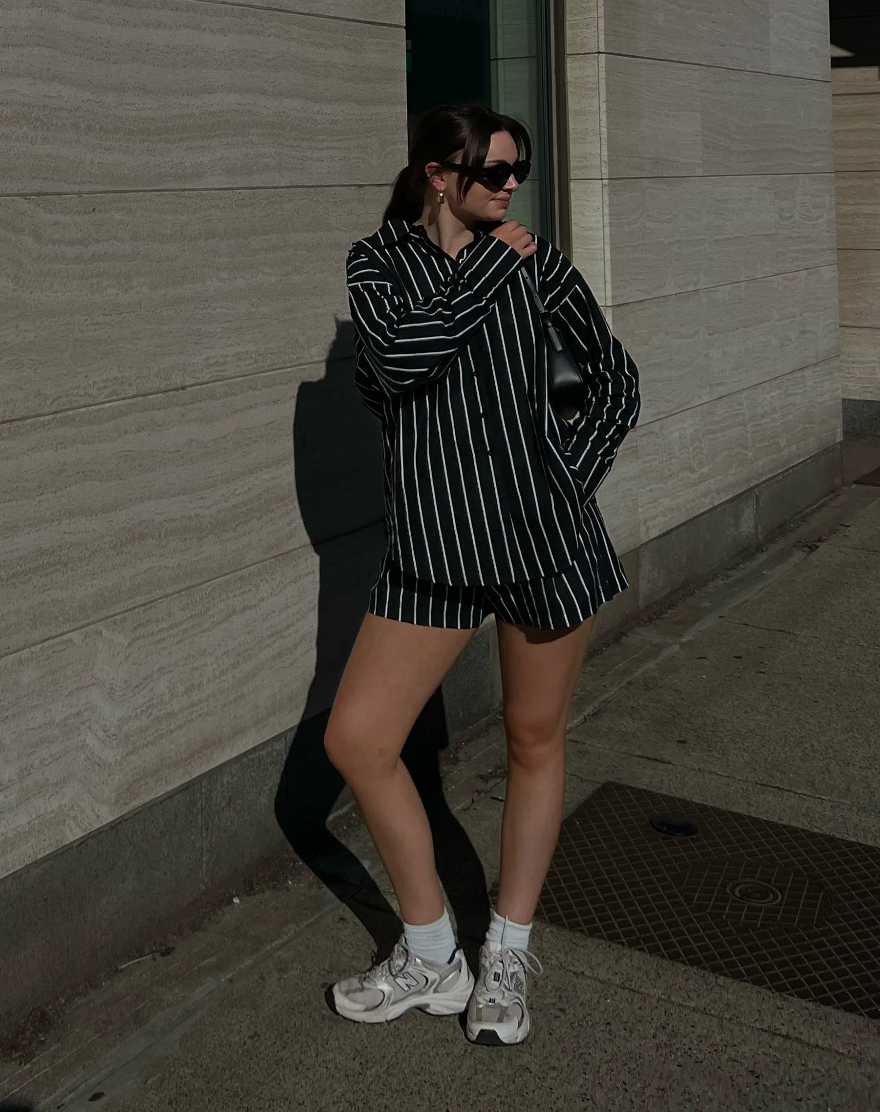 Button Up Shirt | Black & White Stripe sold by Brunette The Label