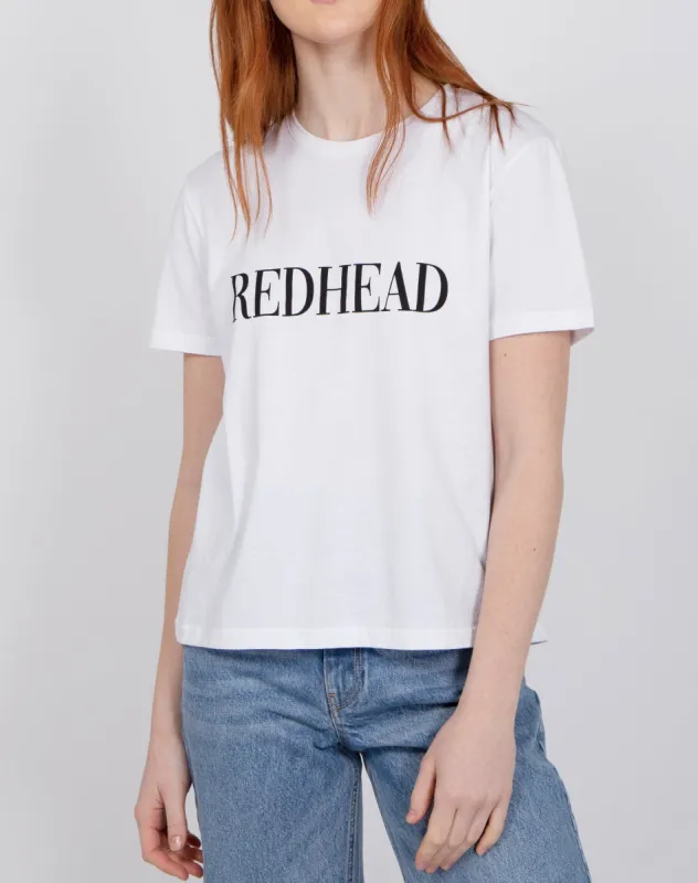 The "REDHEAD SERIF" Classic Crew Neck Tee | White made by Brunette The Label