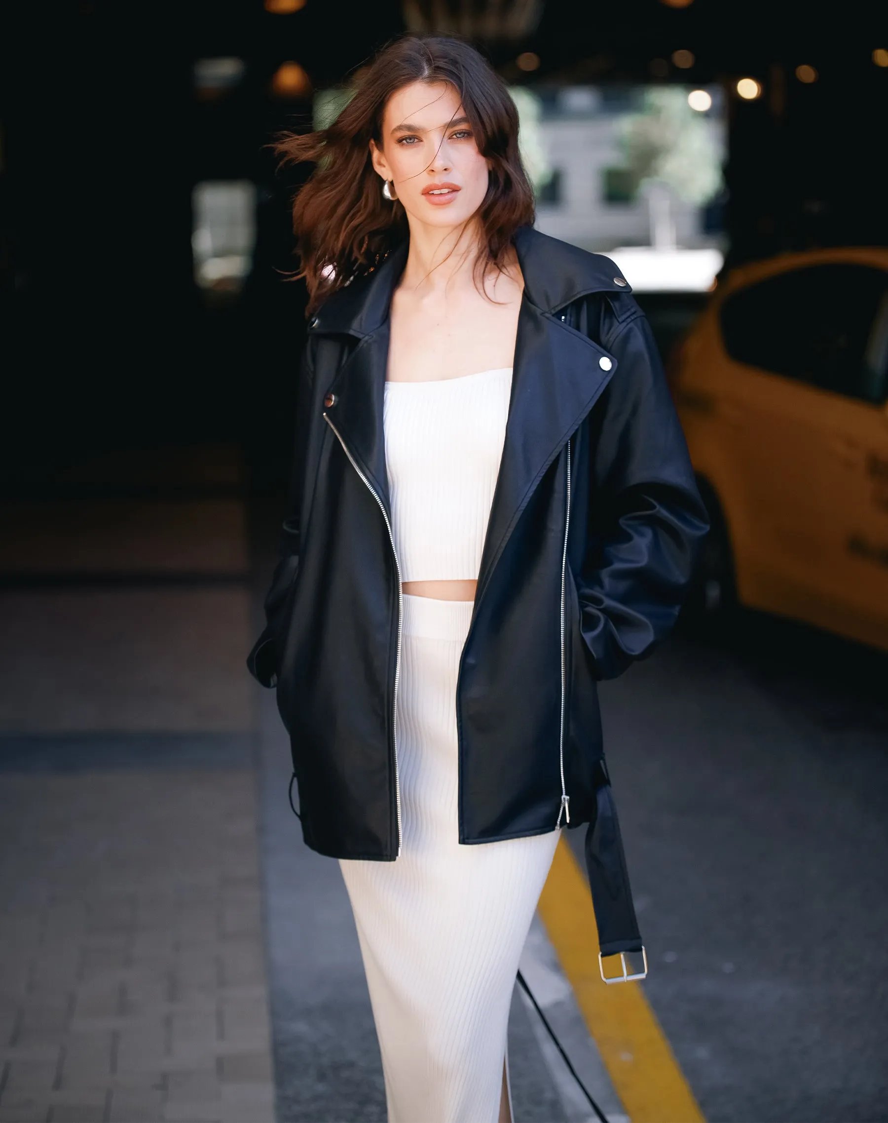 Florence Vegan Leather Jacket | Black sold by Brunette The Label