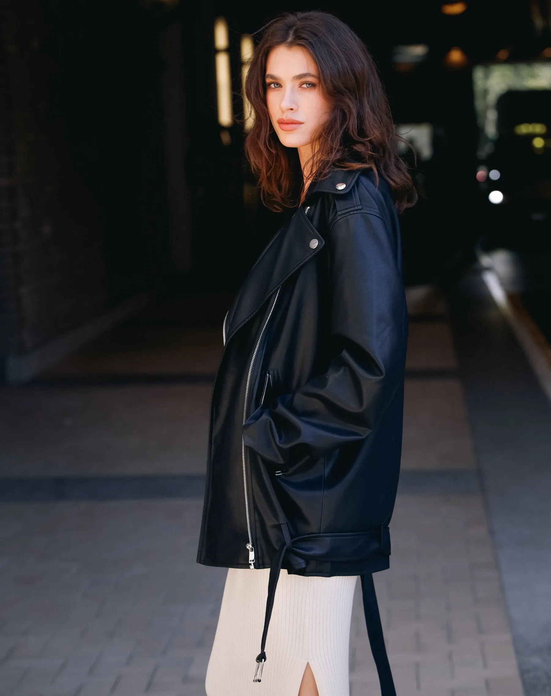 Florence Vegan Leather Jacket | Black sold by Brunette The Label product image thumbnail 2