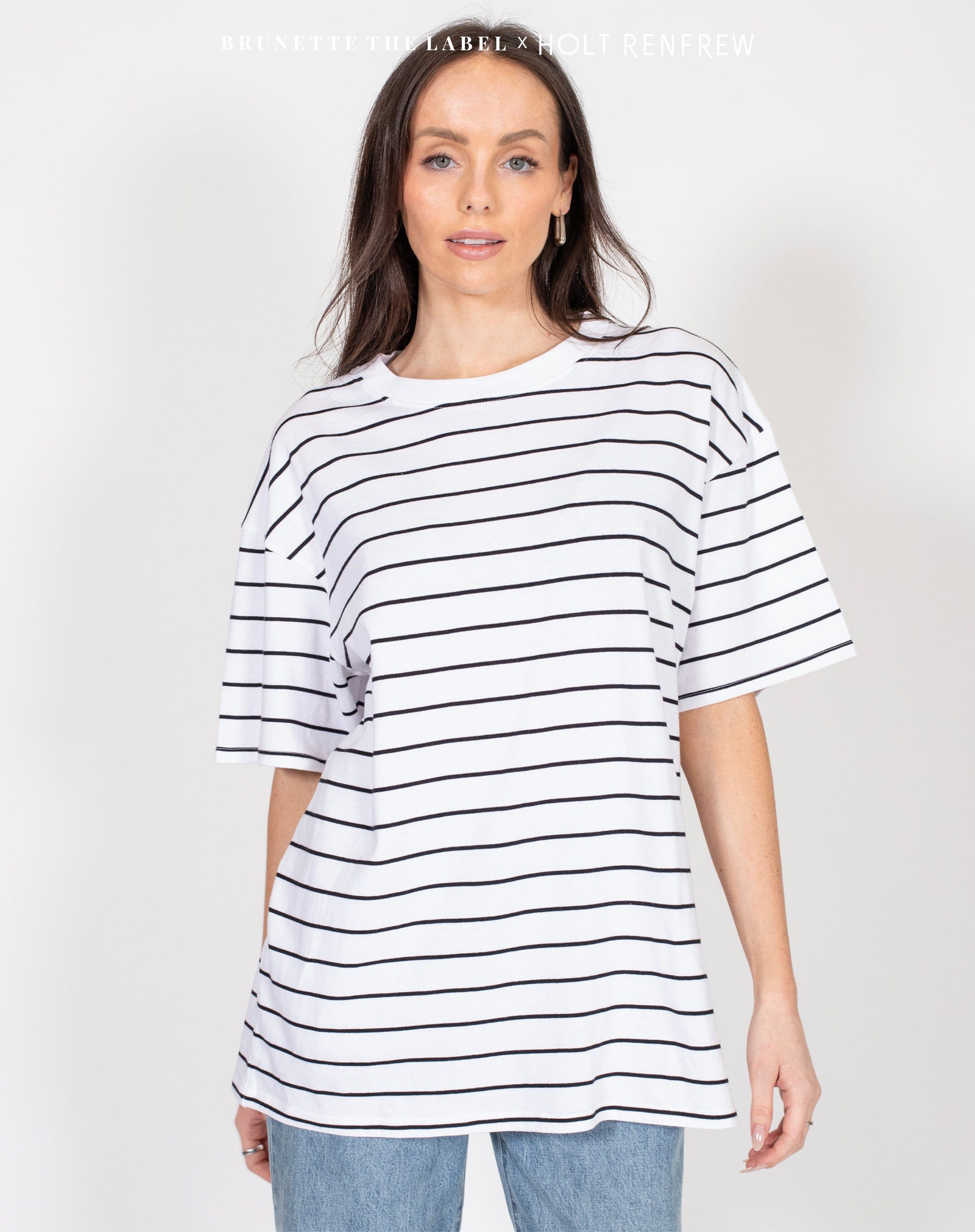 Oversized Boxy Crew Neck Tee in Black Stripe | Holt Renfrew Pop Up sold by Brunette The Label