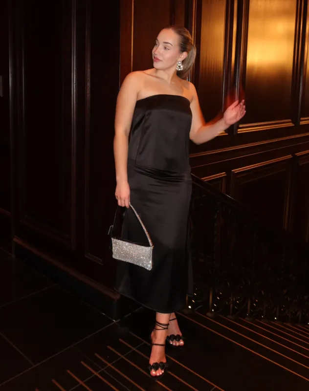 The 'Sophia' Satin Bodice Top | Black sold by Brunette The Label