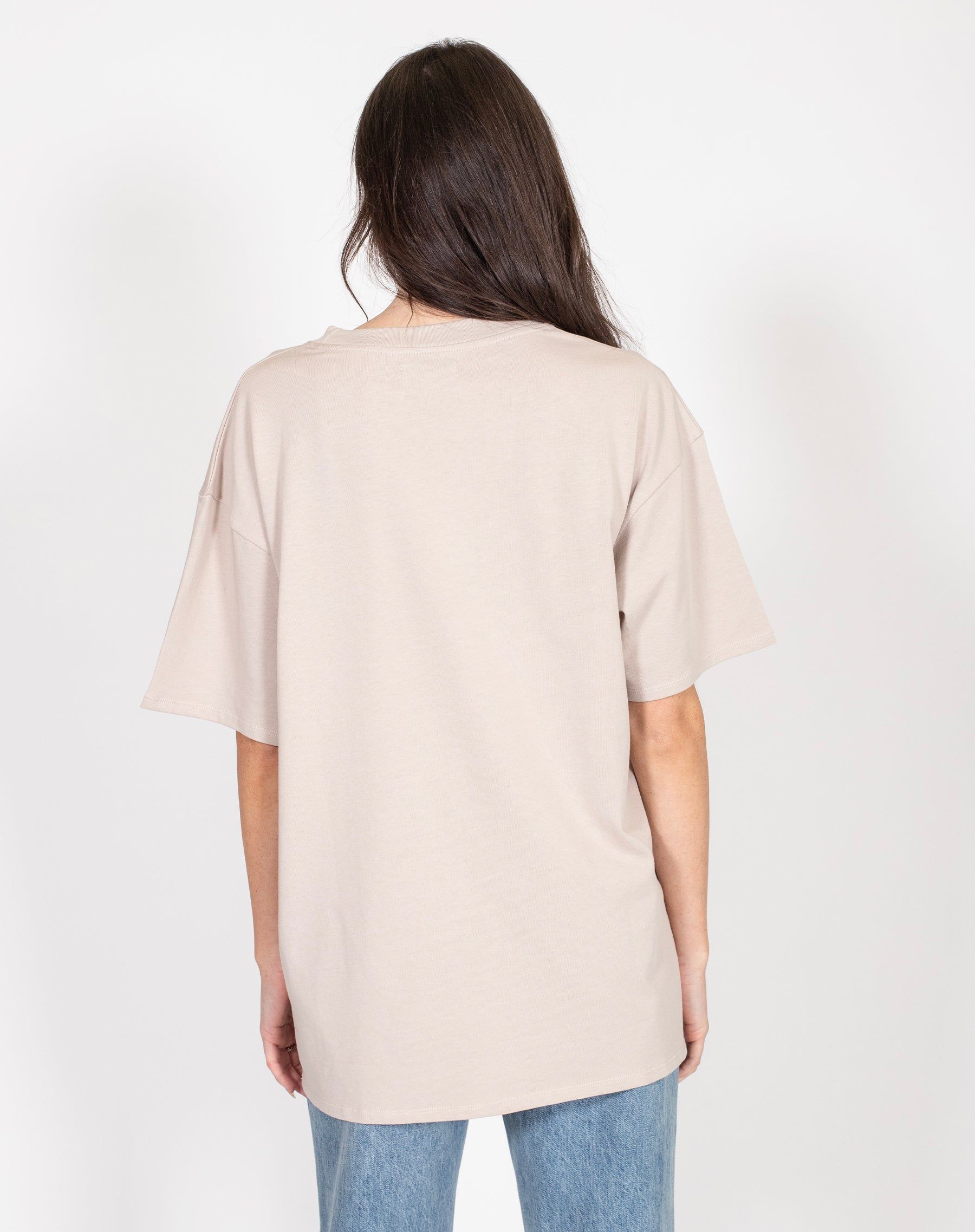 Oversized Boxy Crew Neck Tee in Oyster | Holt Renfrew Pop Up sold by Brunette The Label product image thumbnail 3
