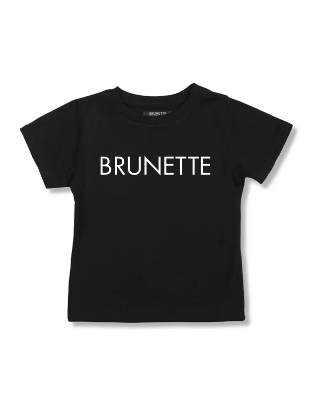 The "BRUNETTE" Little Babes Crew Neck Tee | Black sold by Brunette The Label