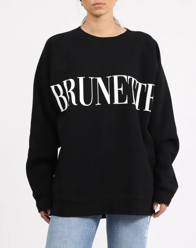 The "BRUNETTE SERIF" Big Sister Crew Neck Sweatshirt | Black sold by Brunette The Label