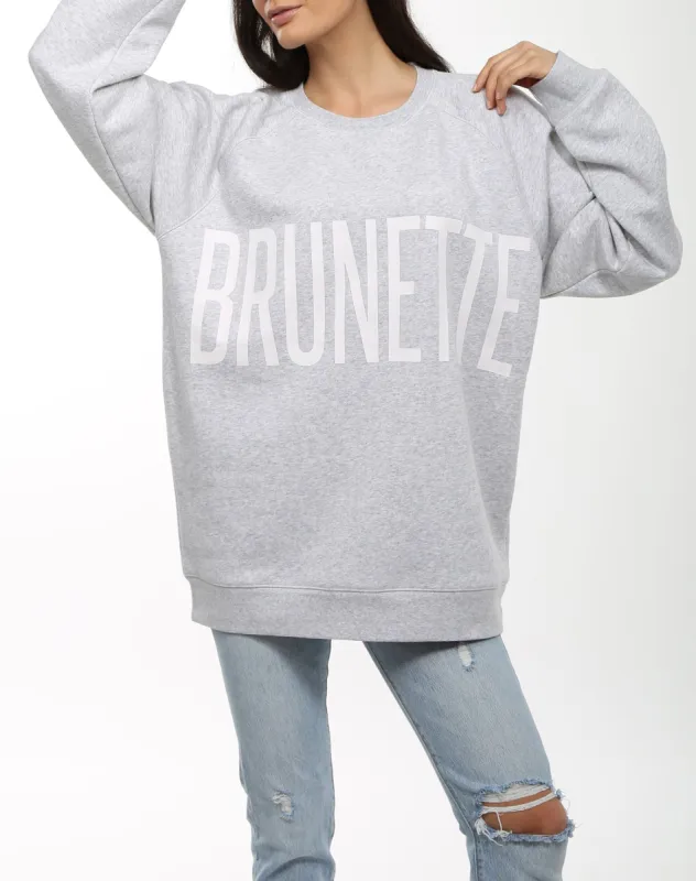 The "BRUNETTE" Big Sister Crew Neck Sweatshirt | Pebble Grey sold by Brunette The Label