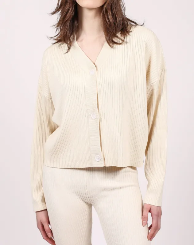 The Best Friend Ribbed Cardigan | Cream sold by Brunette The Label