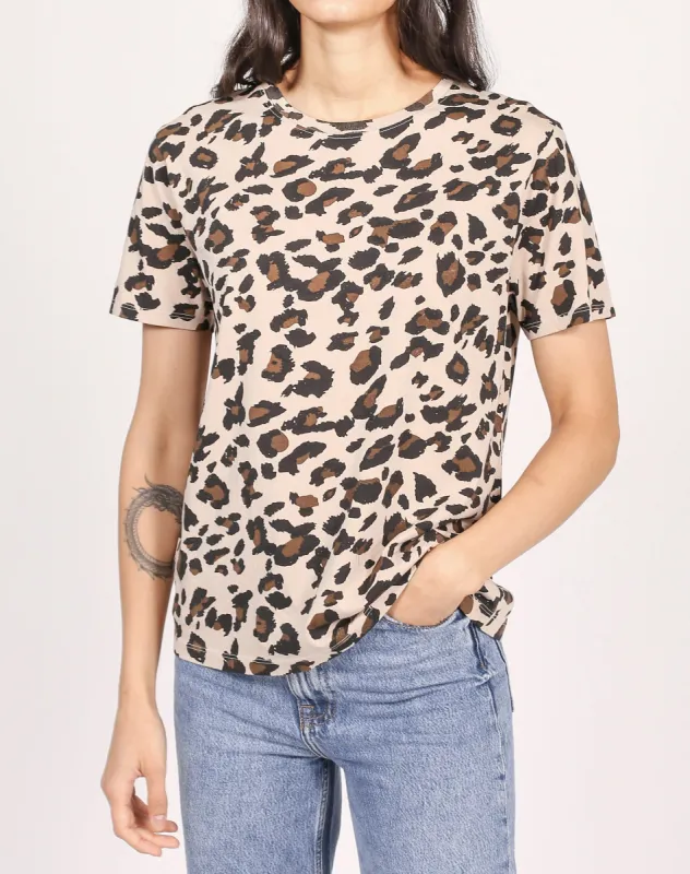 The Classic Crew Neck Tee | Tan Leopard sold by Brunette The Label