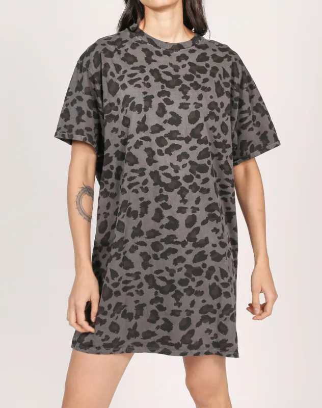 The Boxy Tee Dress | Slate Leopard sold by Brunette The Label