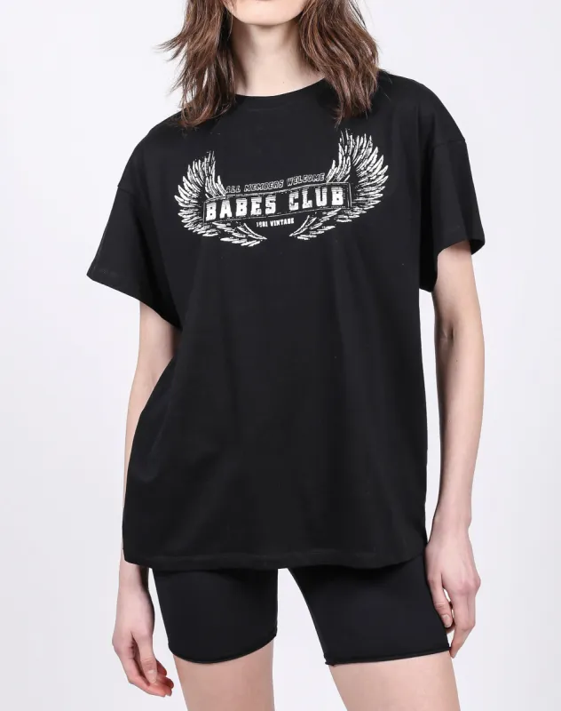 The "Welcome to the Babes Club" Oversized Boxy Tee | Black sold by Brunette The Label