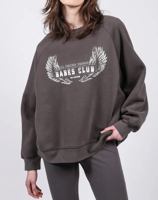 The "WELCOME TO THE BABES CLUB" Not Your Boyfriend's Crew Neck Sweatshirt | Stone sold by Brunette The Label
