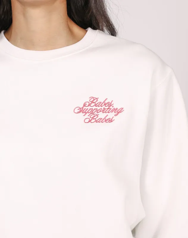 The "BABES SUPPORTING BABES" Best Friend Crew Neck Sweatshirt | Marshmallow sold by Brunette The Label
