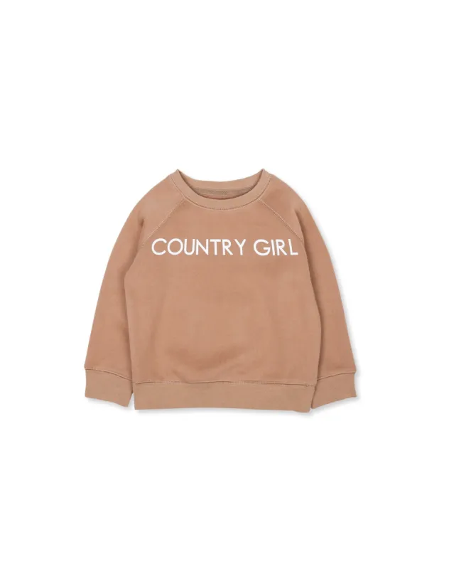 The "COUNTRY GIRL" Little Babes Crew Neck Sweatshirt | Caramel Sundae sold by Brunette The Label